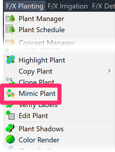 F/X Planting menu